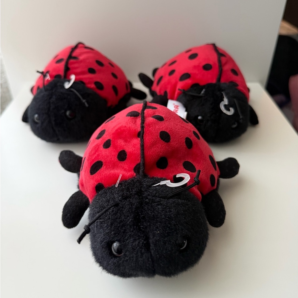 Aurora Mini Flopsy Plush Set โ 3 Ladybug Plush, 6โ Each